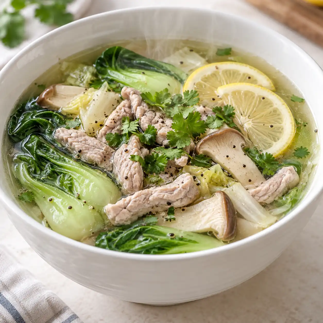 檸香豬柳小白菜湯