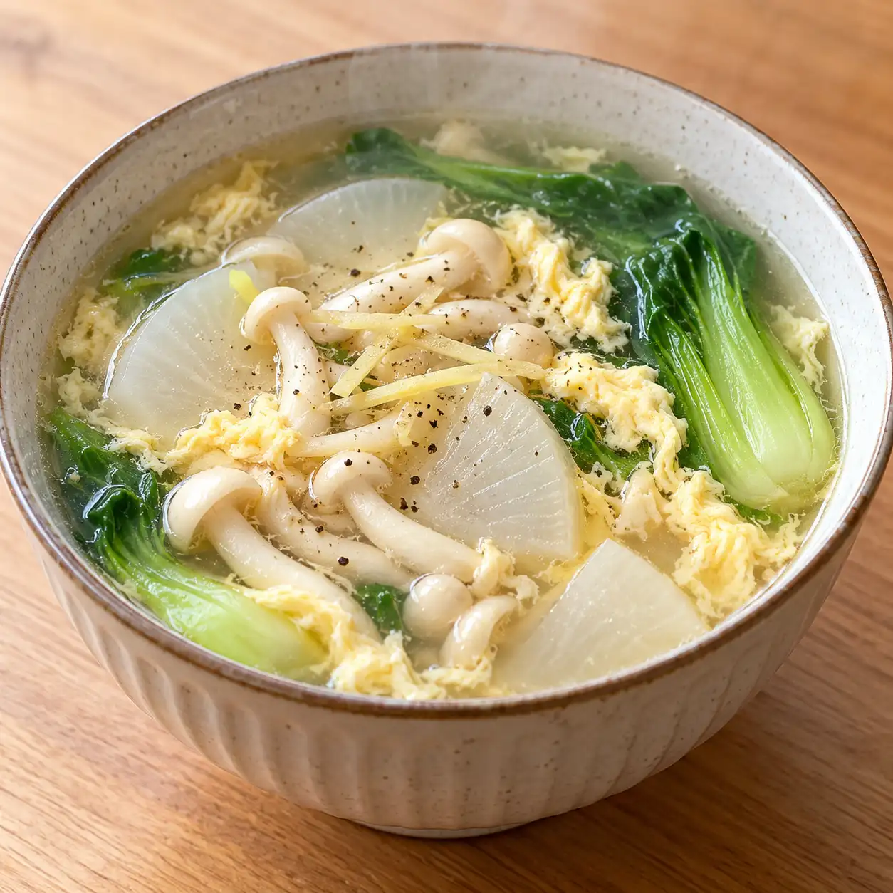 味噌白精靈菇白蘿蔔蛋花湯