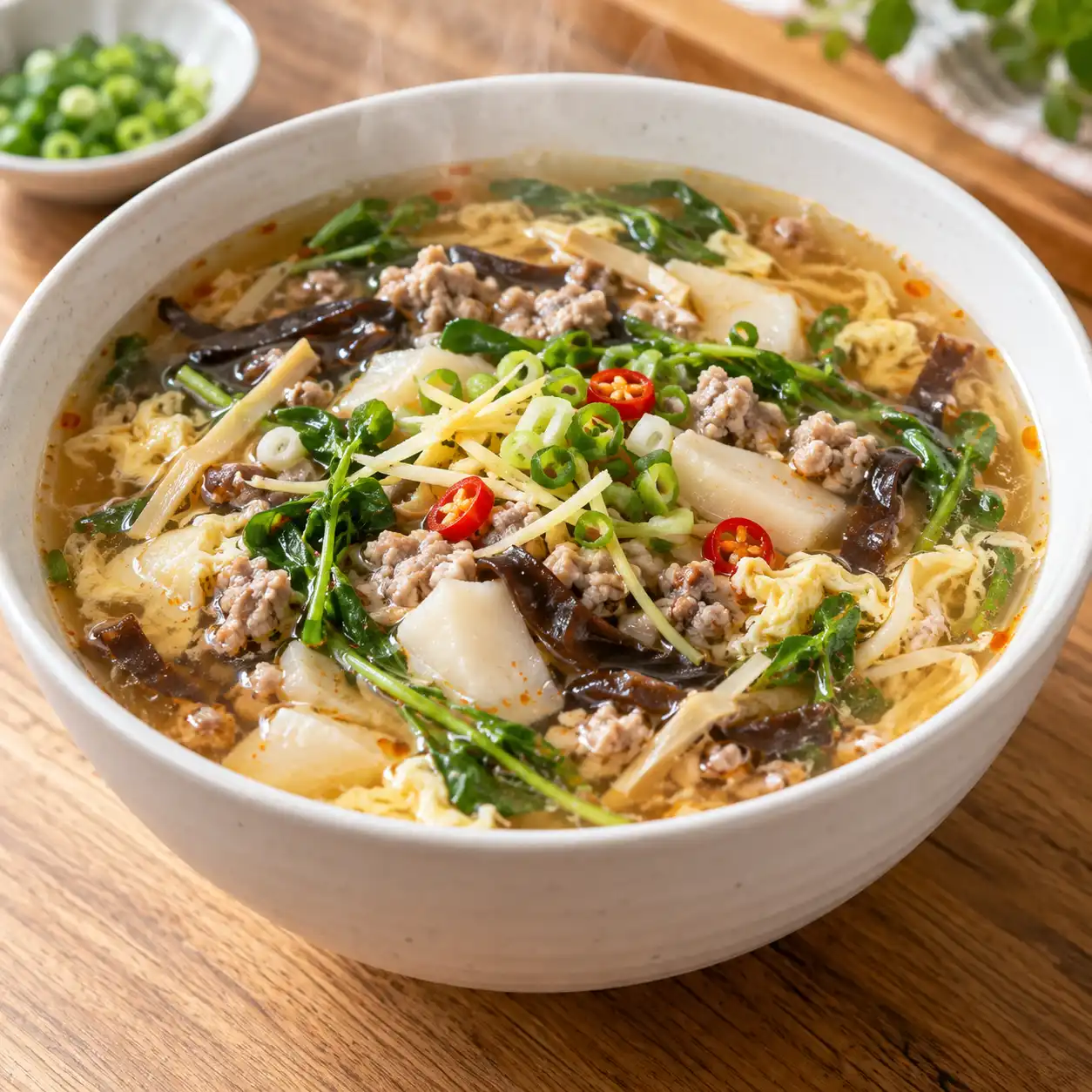 瘦絞肉山藥酸辣湯