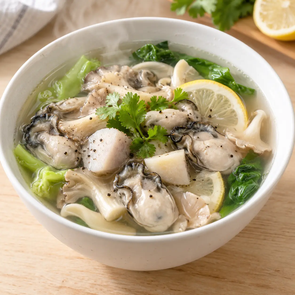 檸香鮮蚵菱角湯