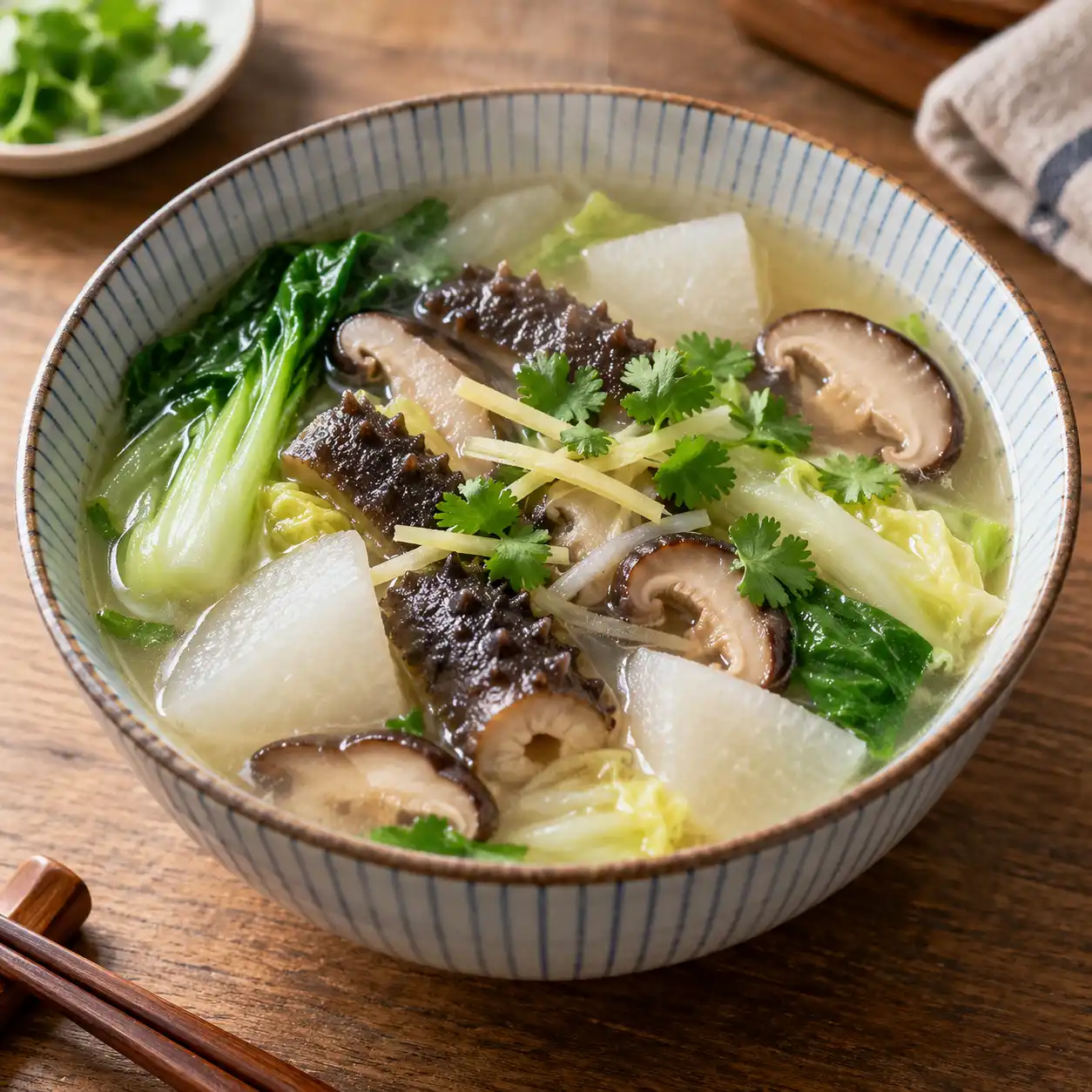 味噌海參香菇蔬菜湯