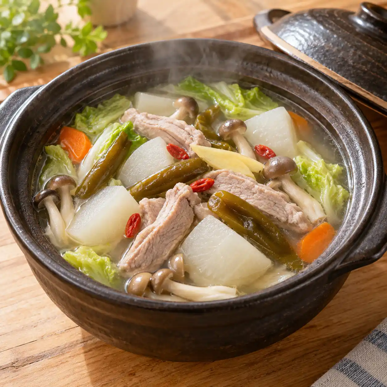剝皮辣椒豬柳白蘿蔔湯