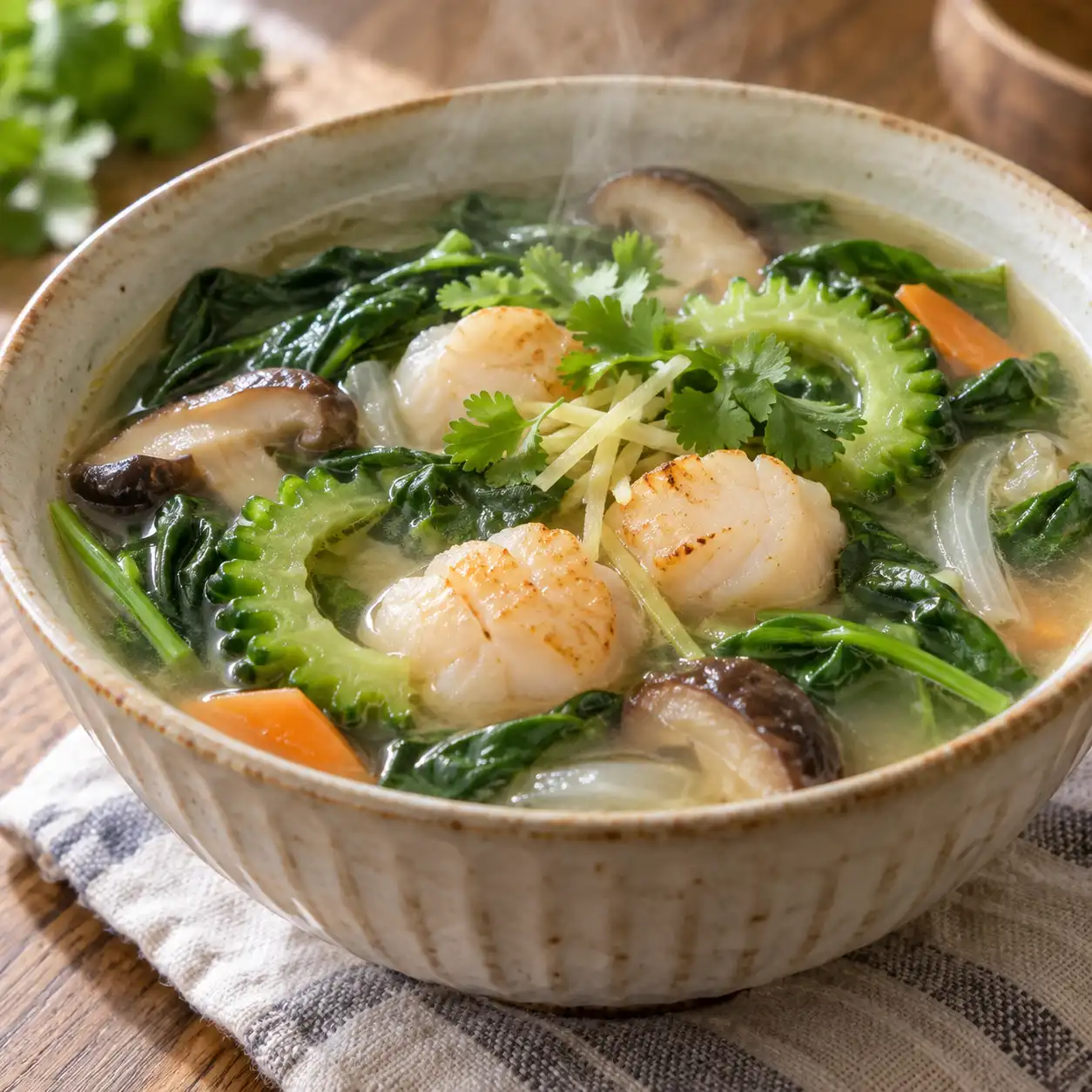 味噌干貝菠菜蔬菜湯
