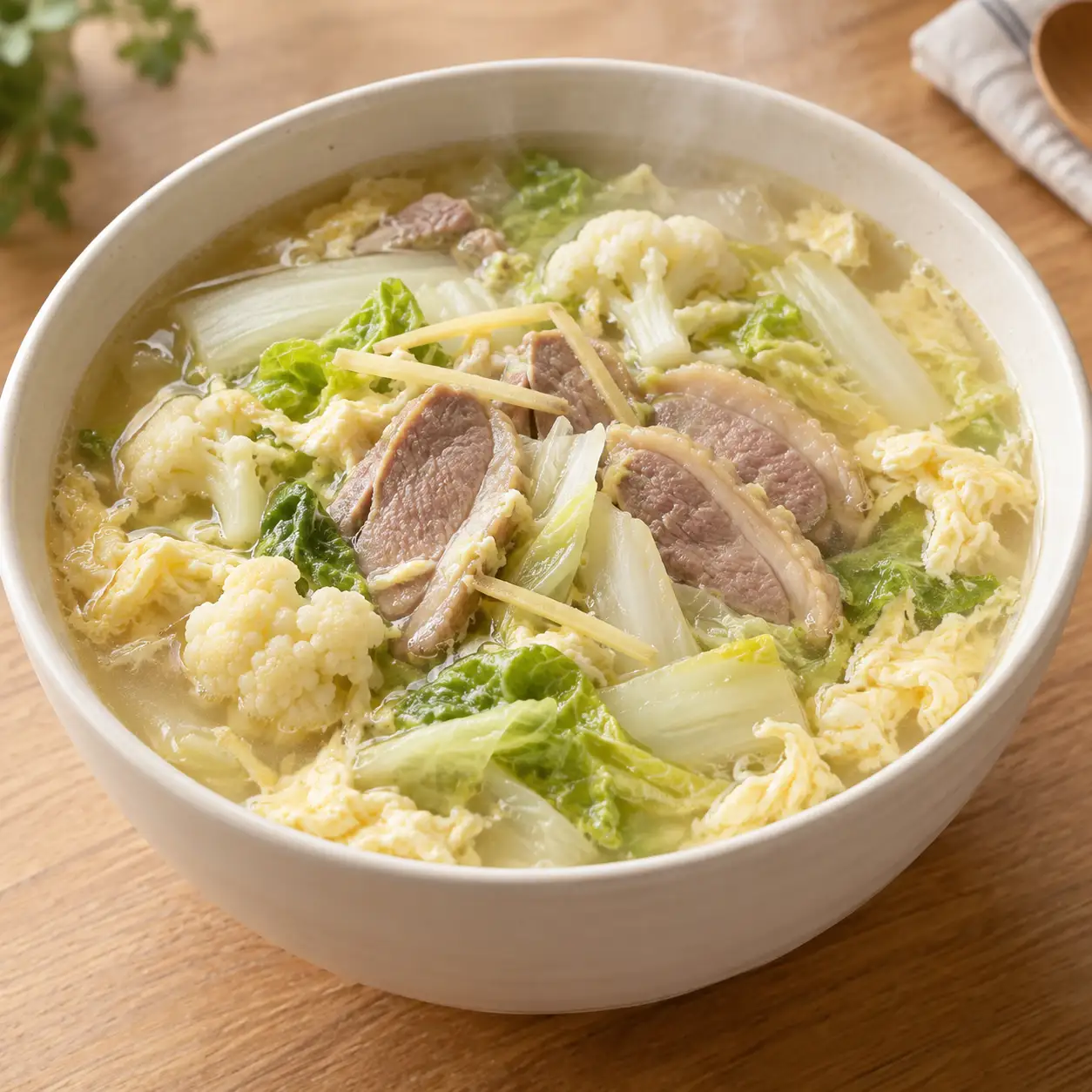 味噌鴨胸大白菜蔬菜湯