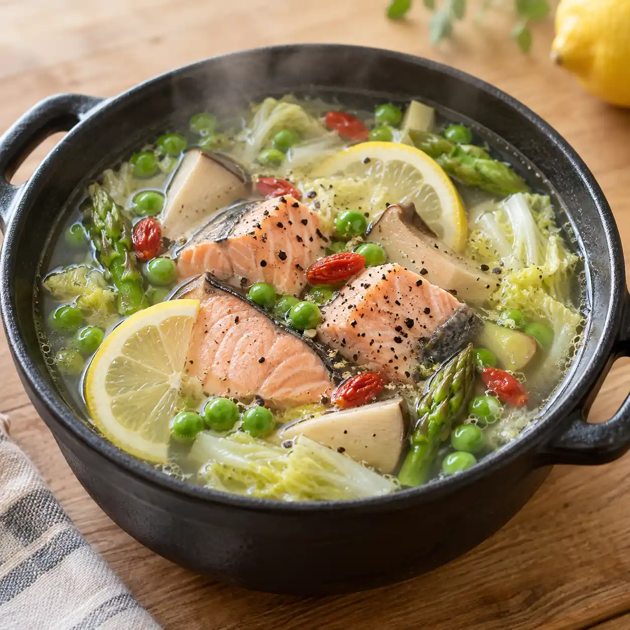 檸香鮭魚豌豆蔬菜湯