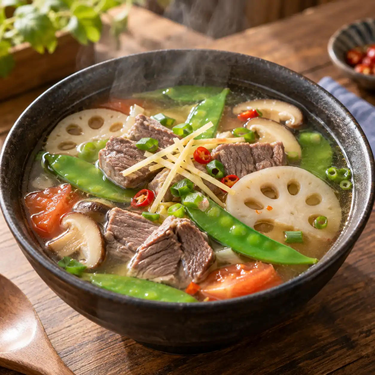 牛腱荷蘭豆酸辣湯