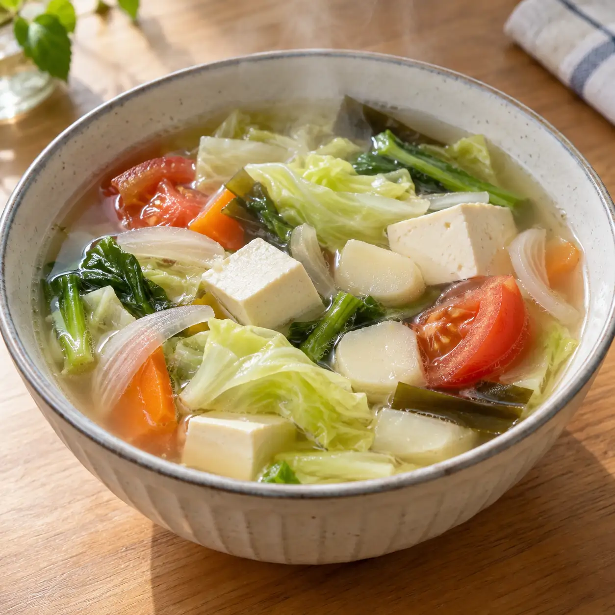嫩豆腐菱角清湯
