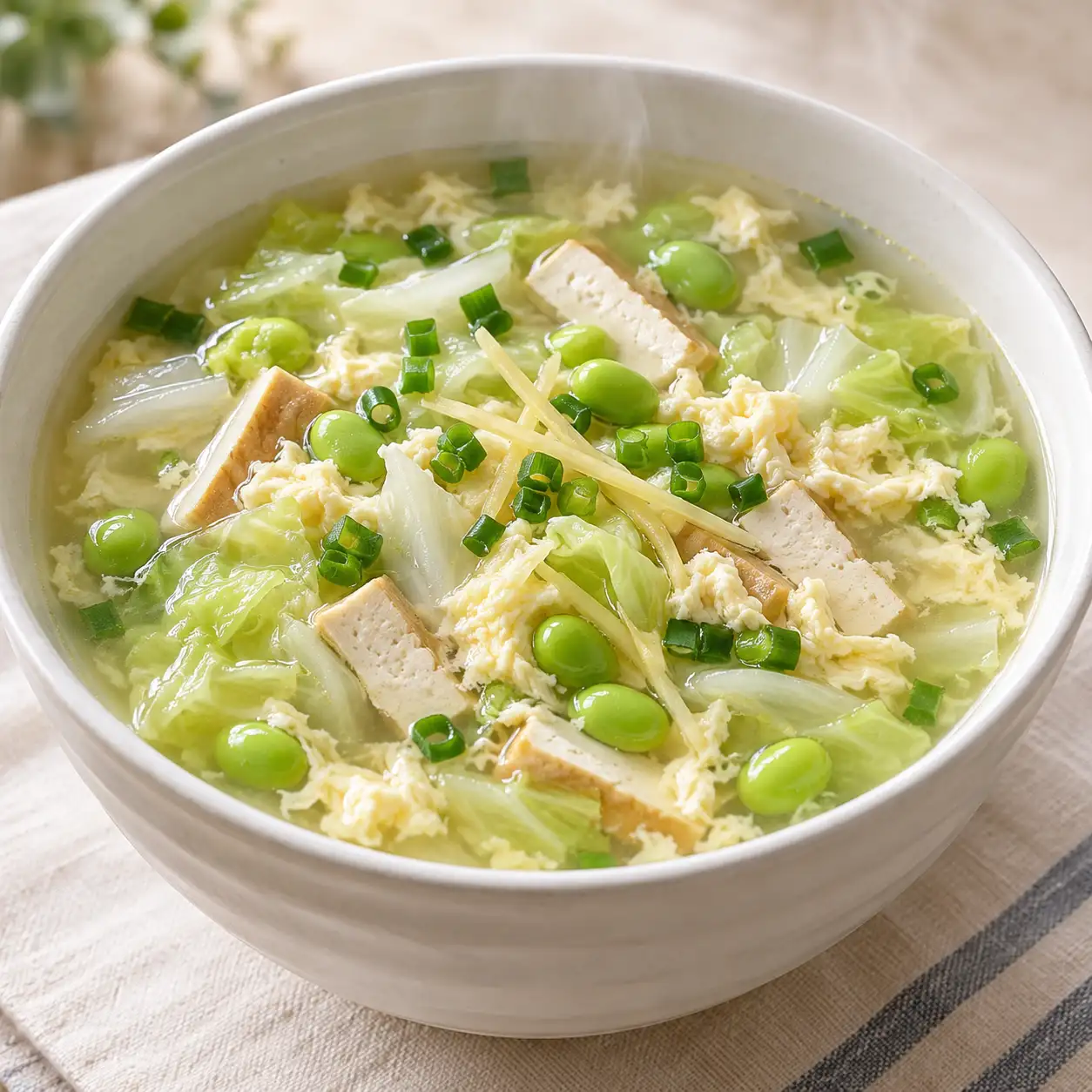豆干毛豆清湯高麗菜