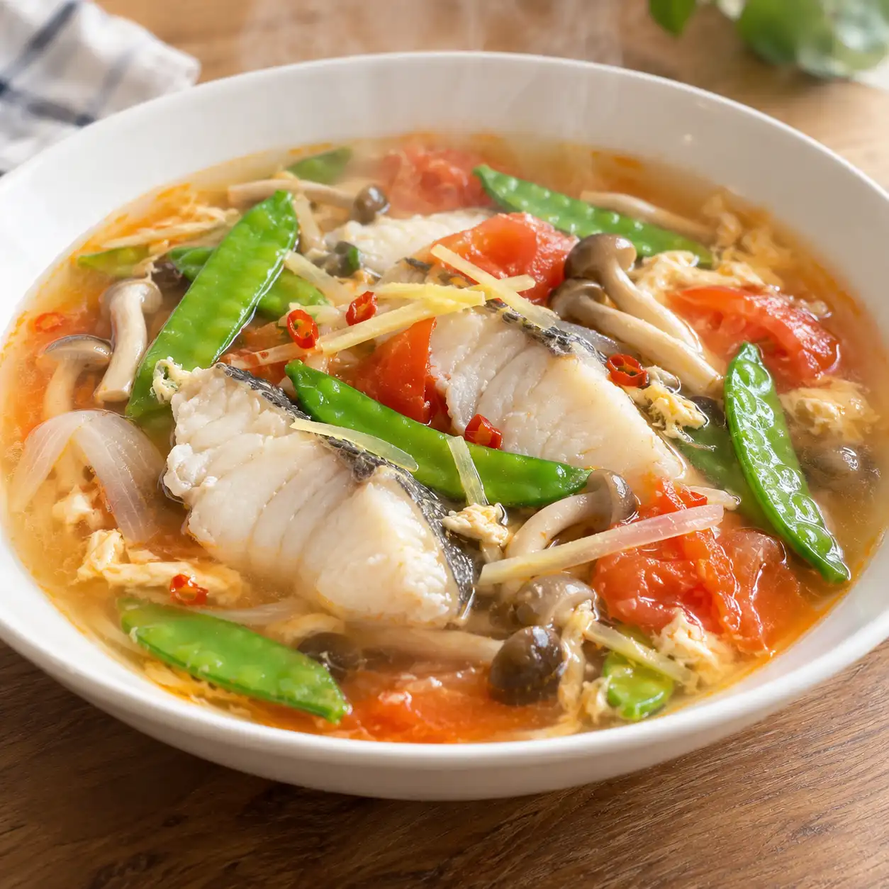 鱈魚荷蘭豆酸辣湯