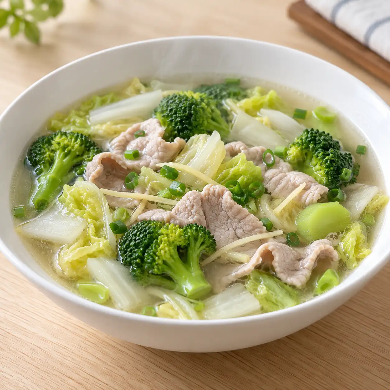 豬肉片青花菜自然滑羹