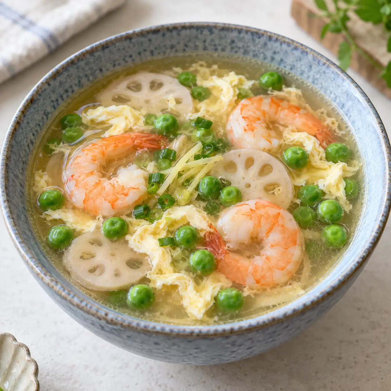 味噌草蝦豌豆湯
