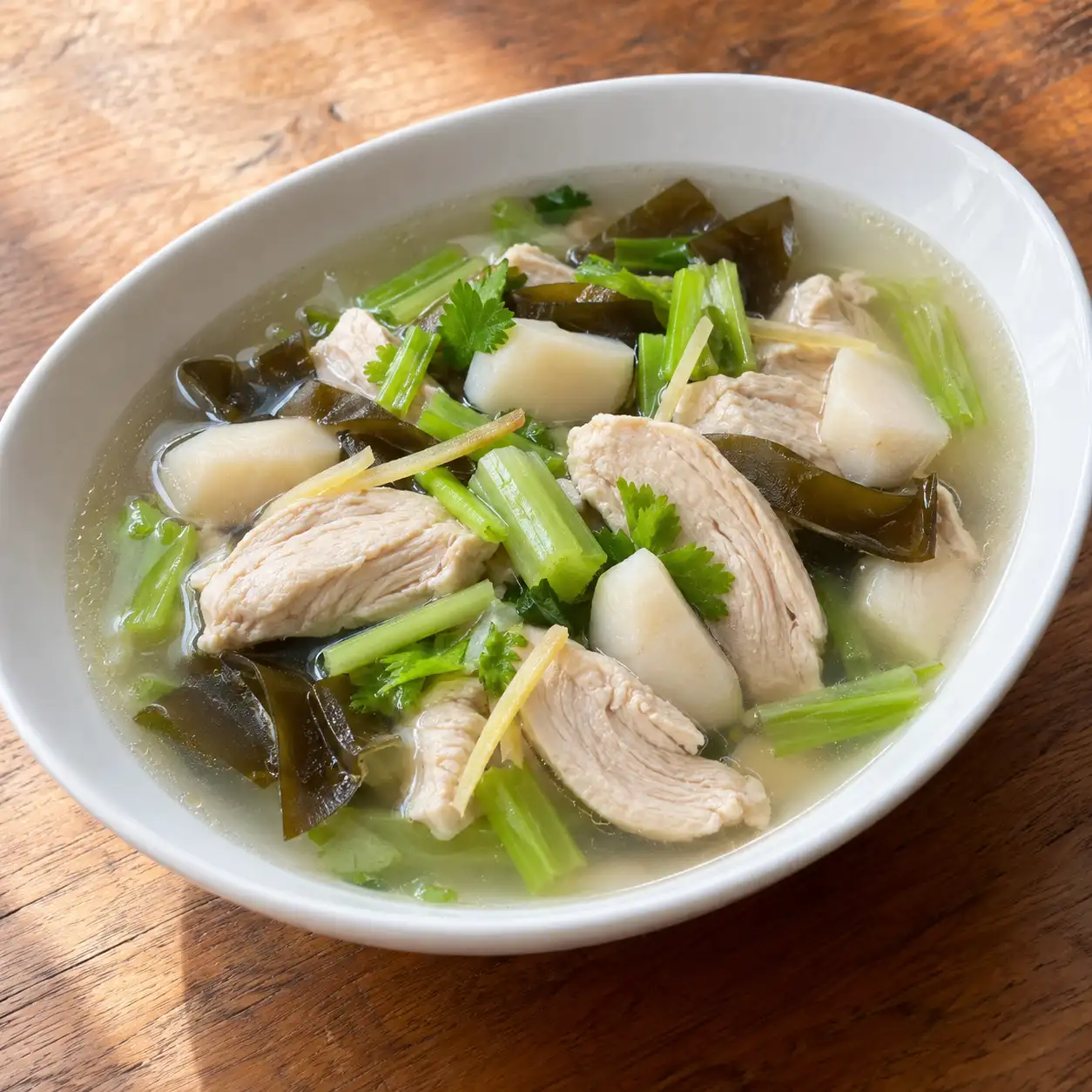 雞肉片菱角自然滑羹