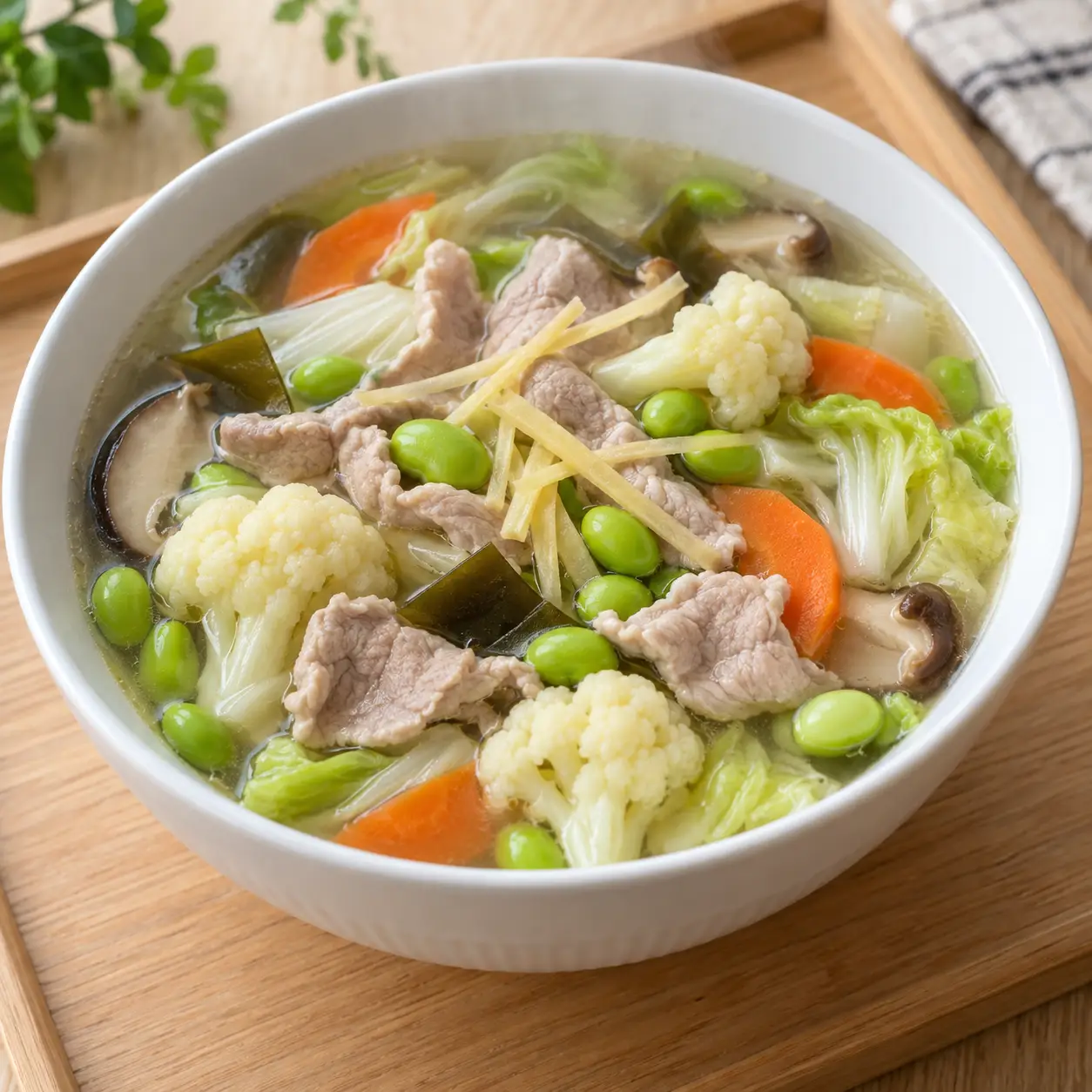 豬肉片毛豆清湯