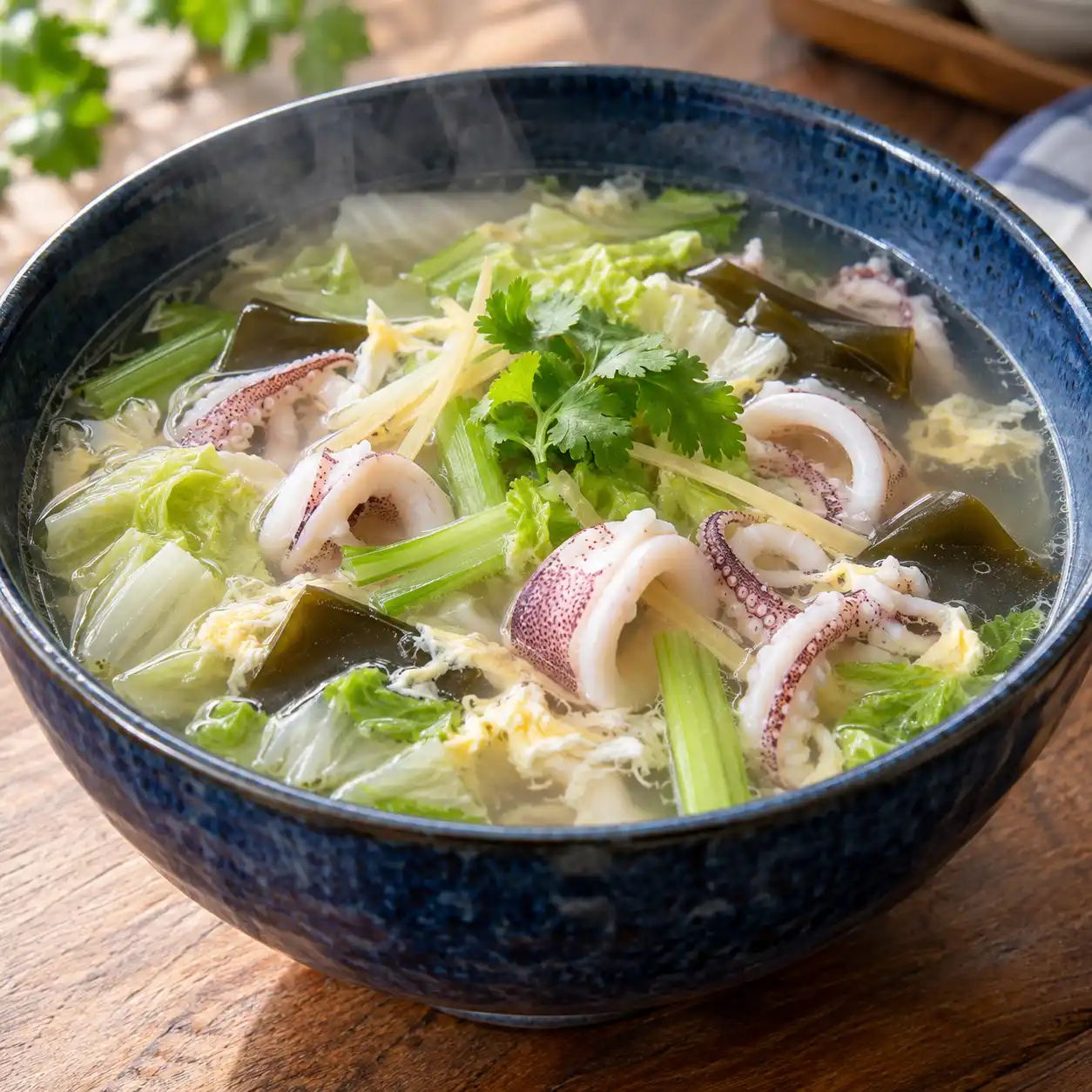 昆布中卷芹菜蛋花湯