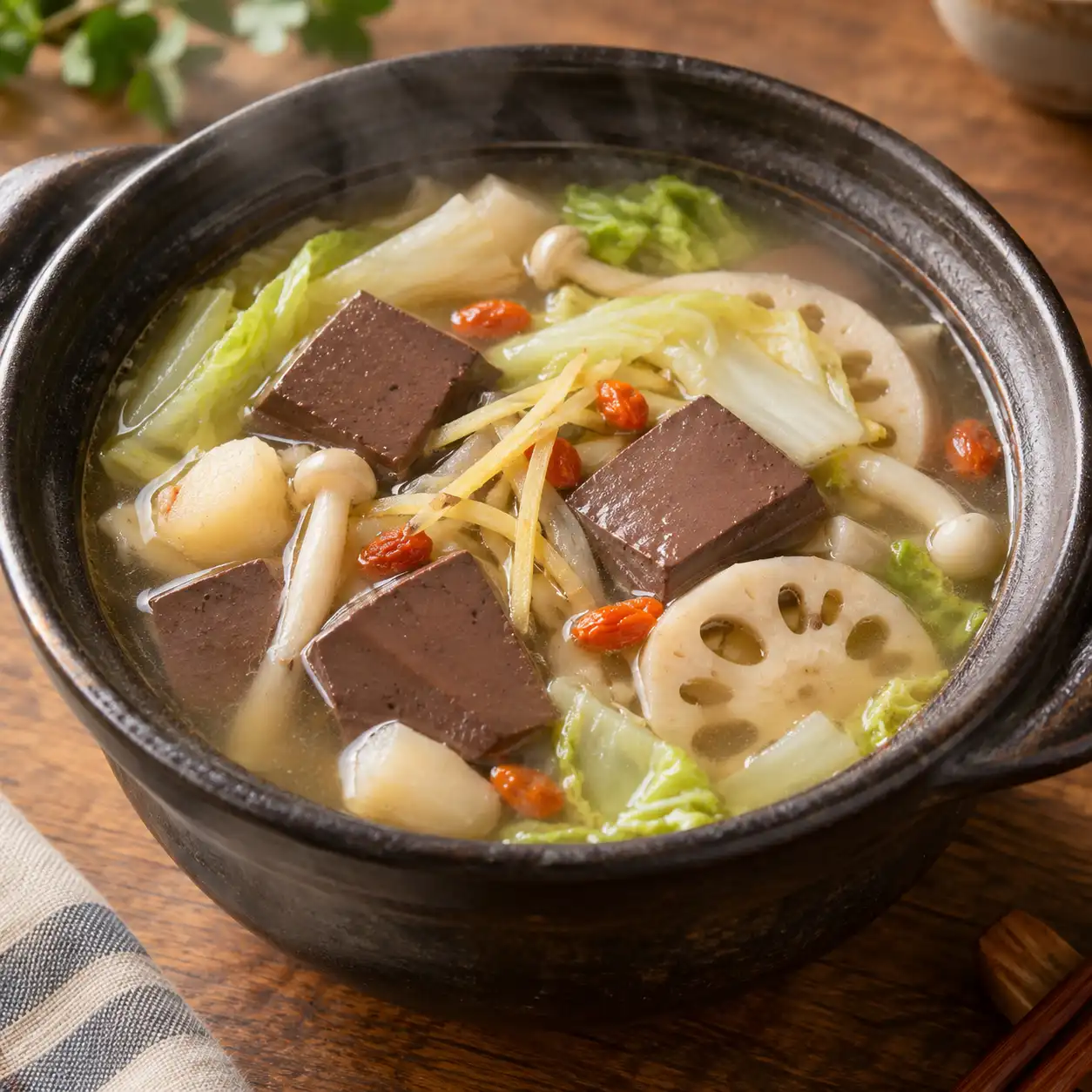 味噌鴨血菱角湯