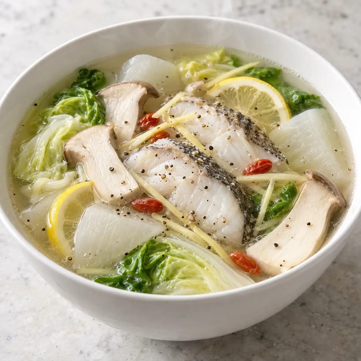 檸香鱈魚杏鮑菇湯