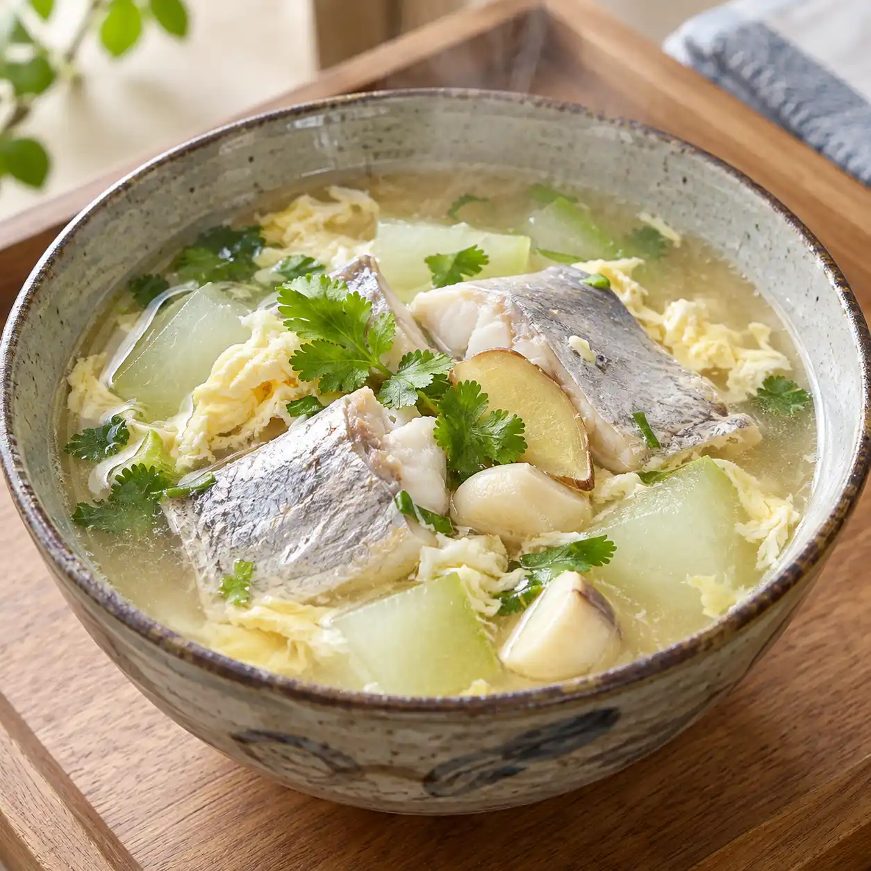 味噌白帶魚菱角蛋花湯