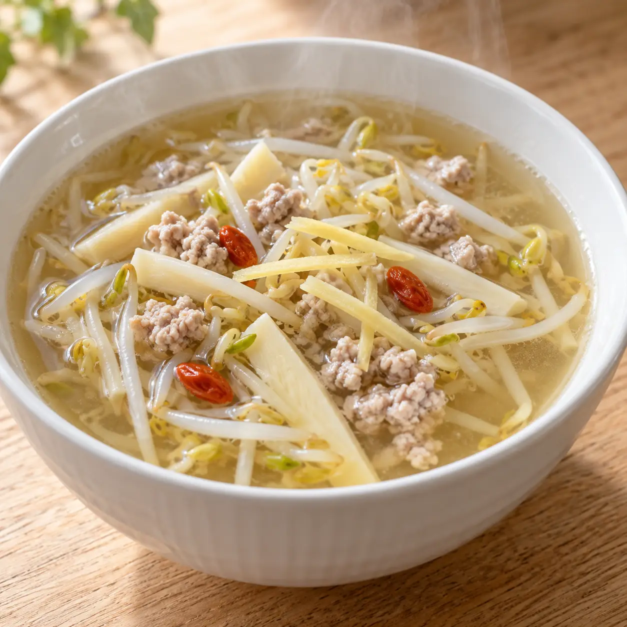 瘦絞肉綠豆芽清湯