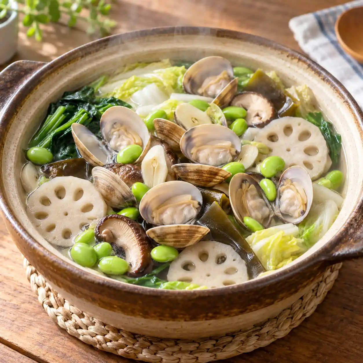 蛤蜊毛豆蔬菜煲