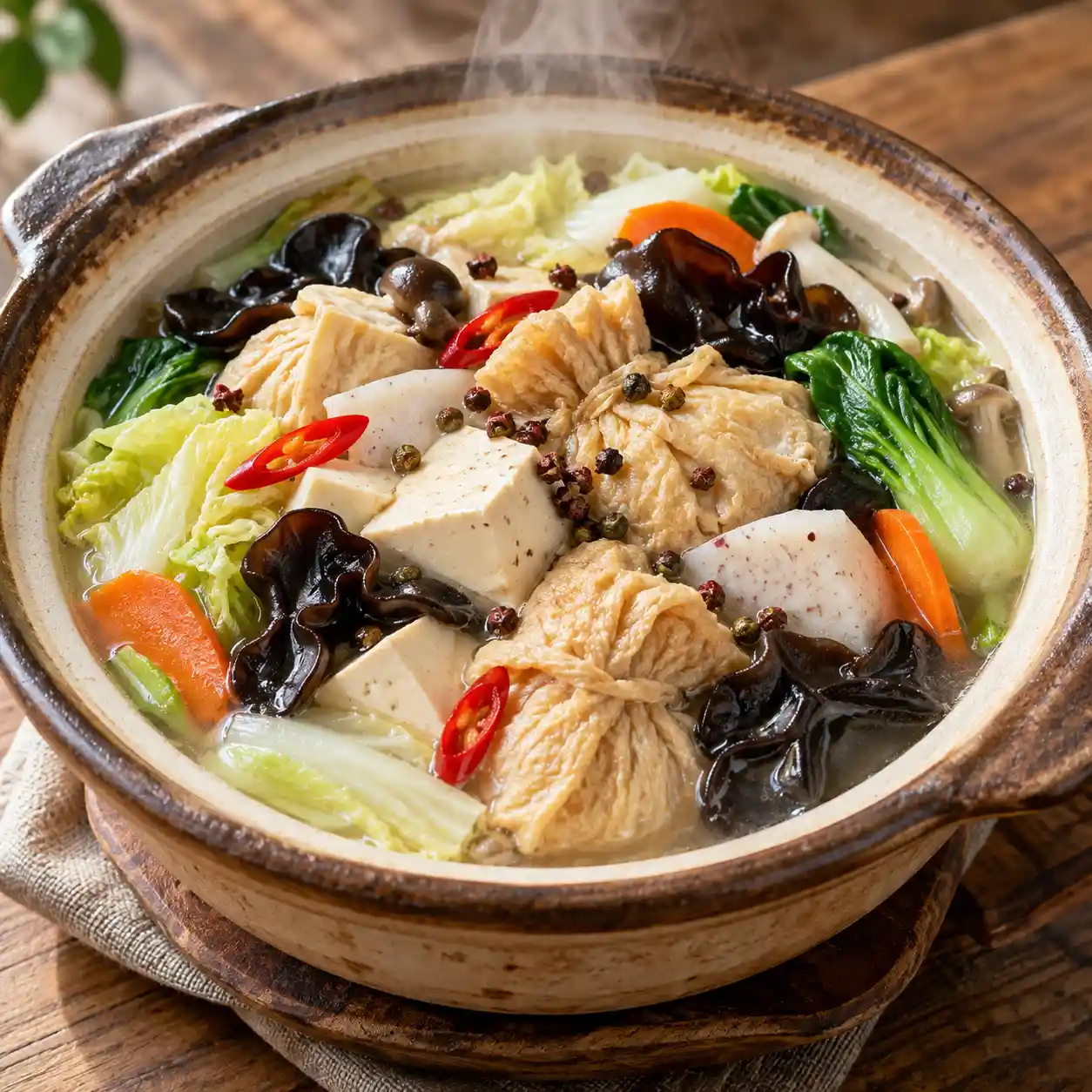 花椒豆包黑木耳豆腐煲