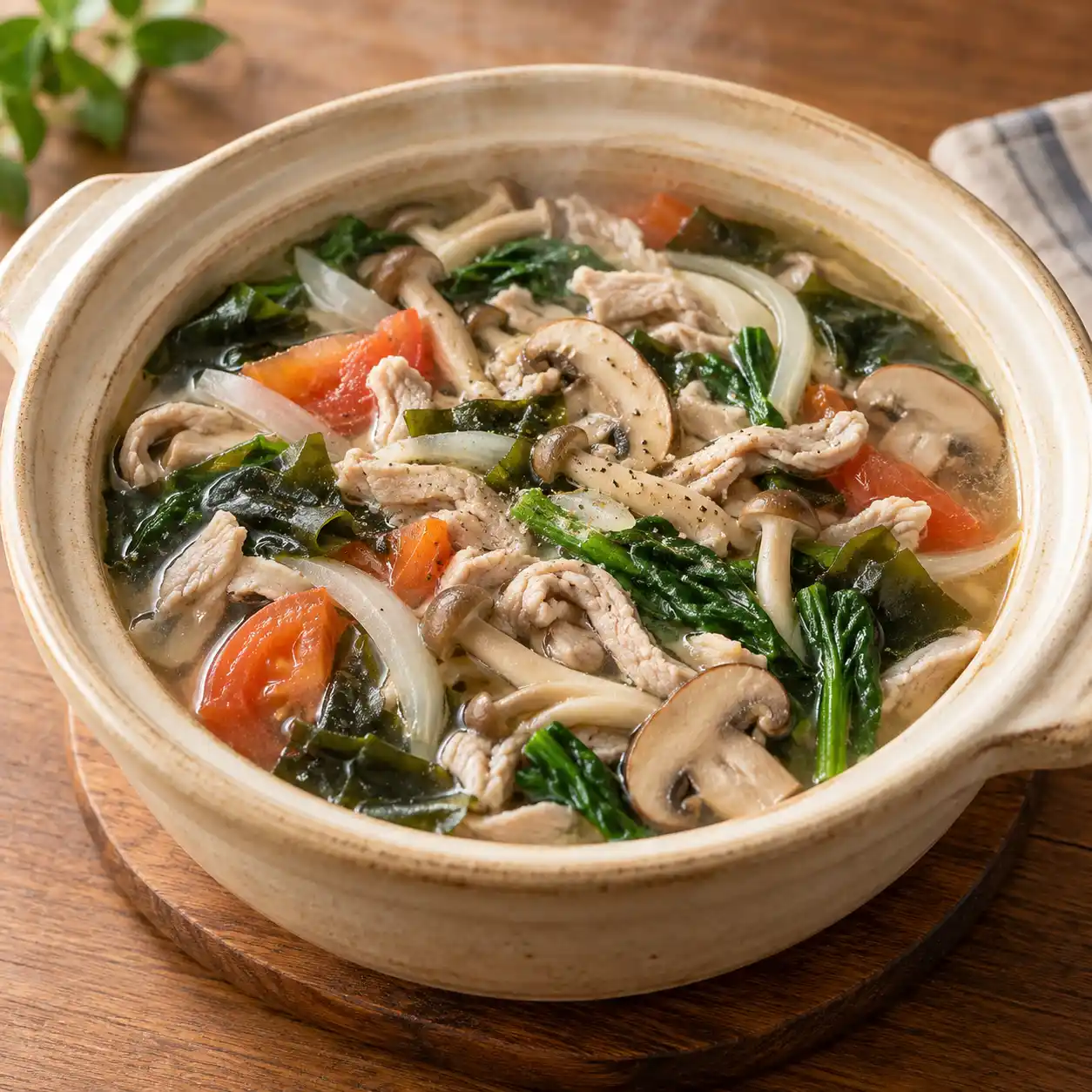 瘦肉絲蘑菇砂鍋