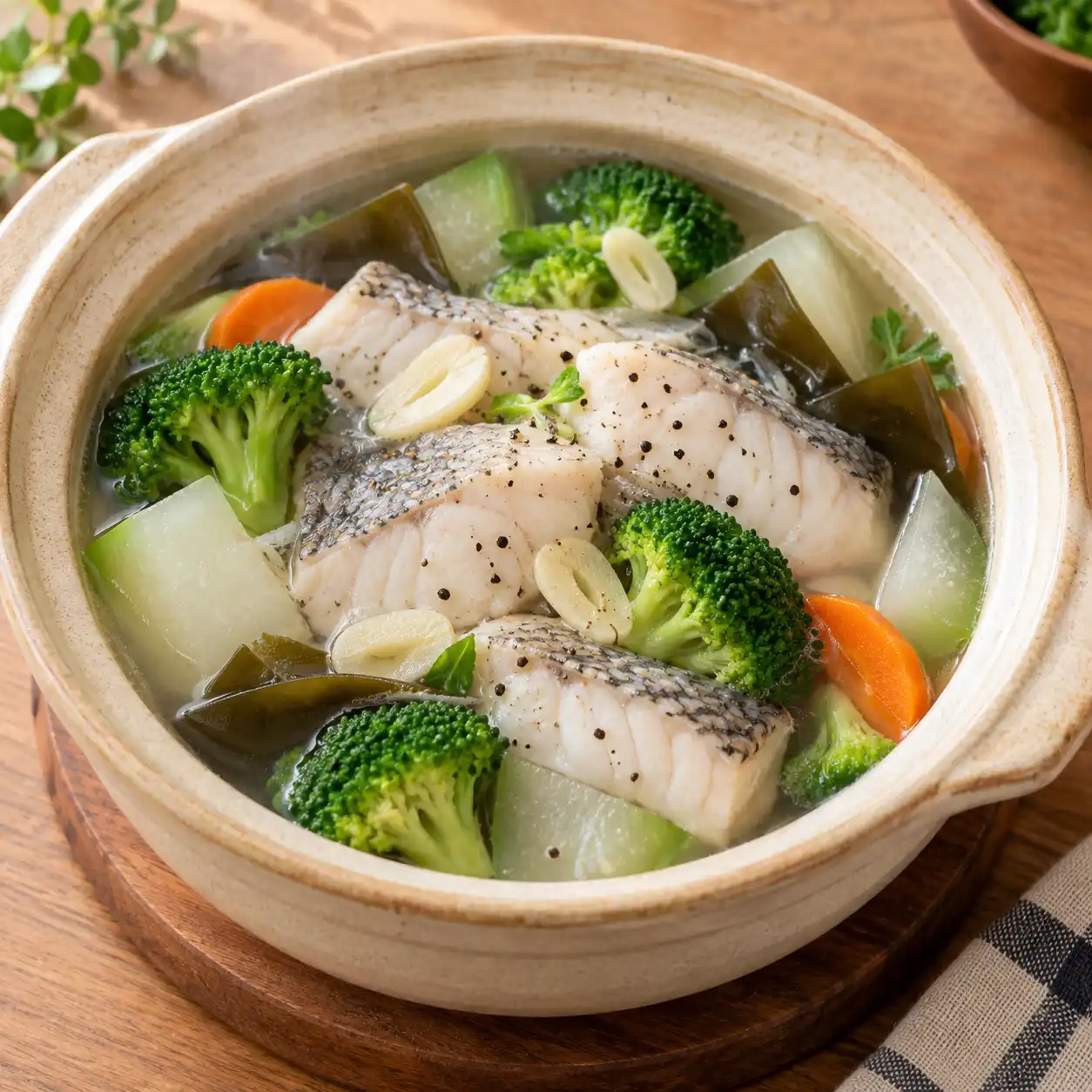 鯛魚青花菜蔬菜煲