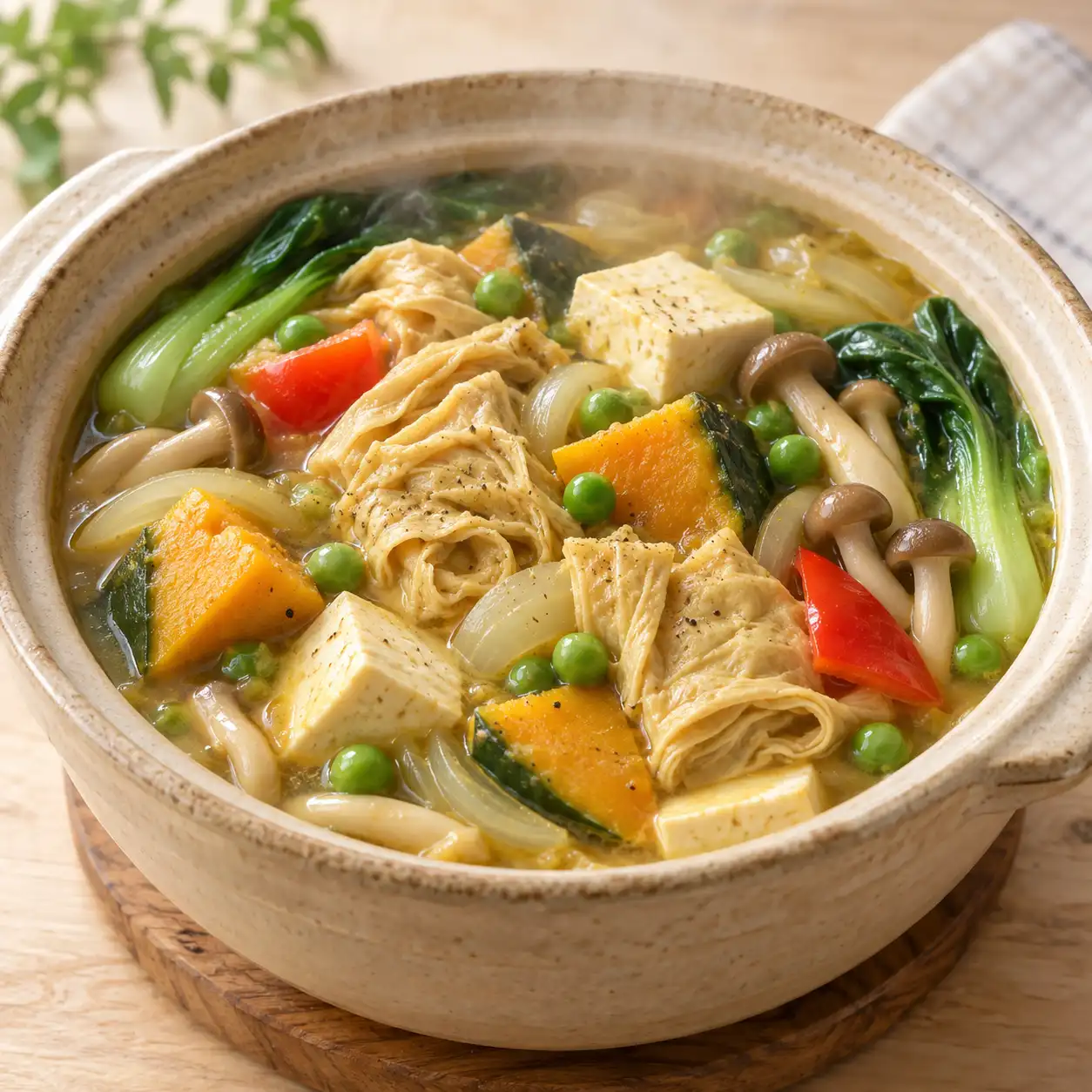 咖哩豆皮南瓜豆腐煲