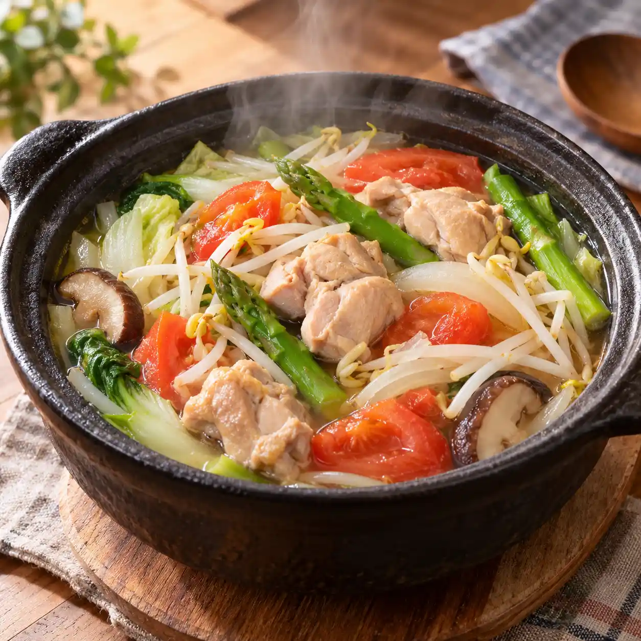 雞腿綠豆芽蔬菜煲