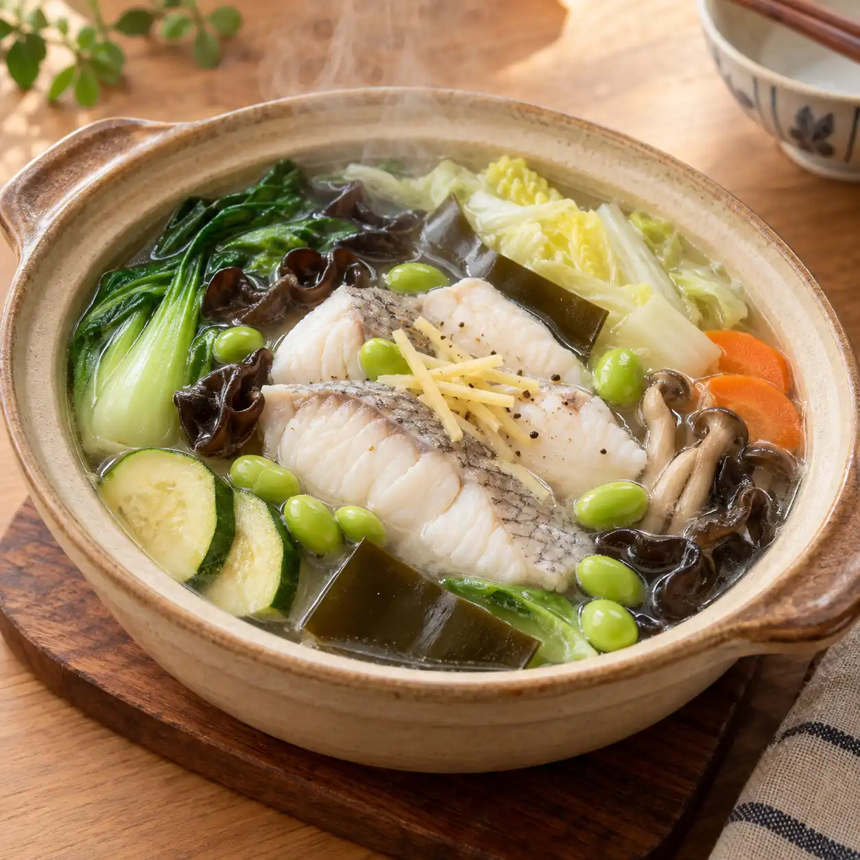 鯛魚毛豆蔬菜煲