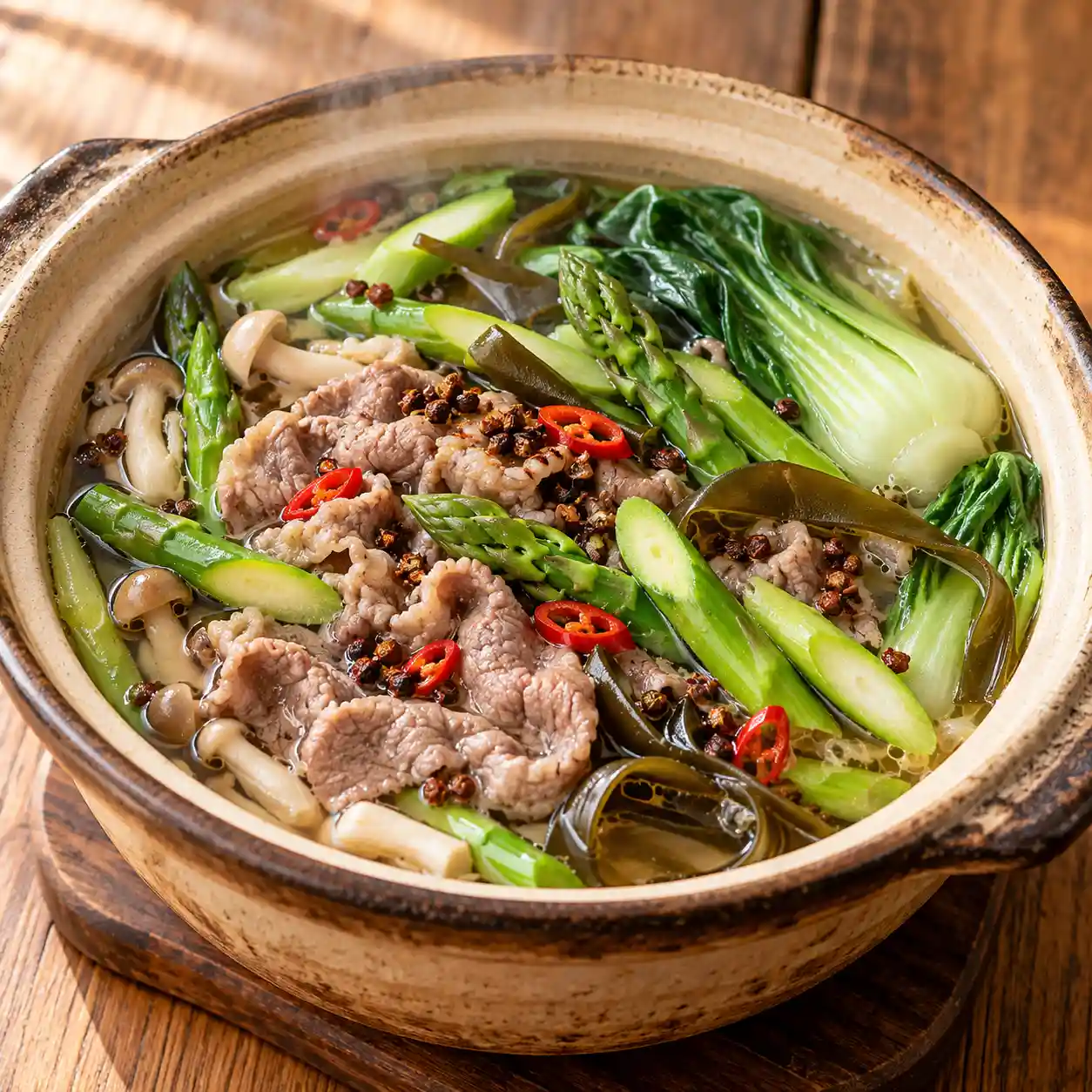 椒麻牛肉片蘆筍小火鍋