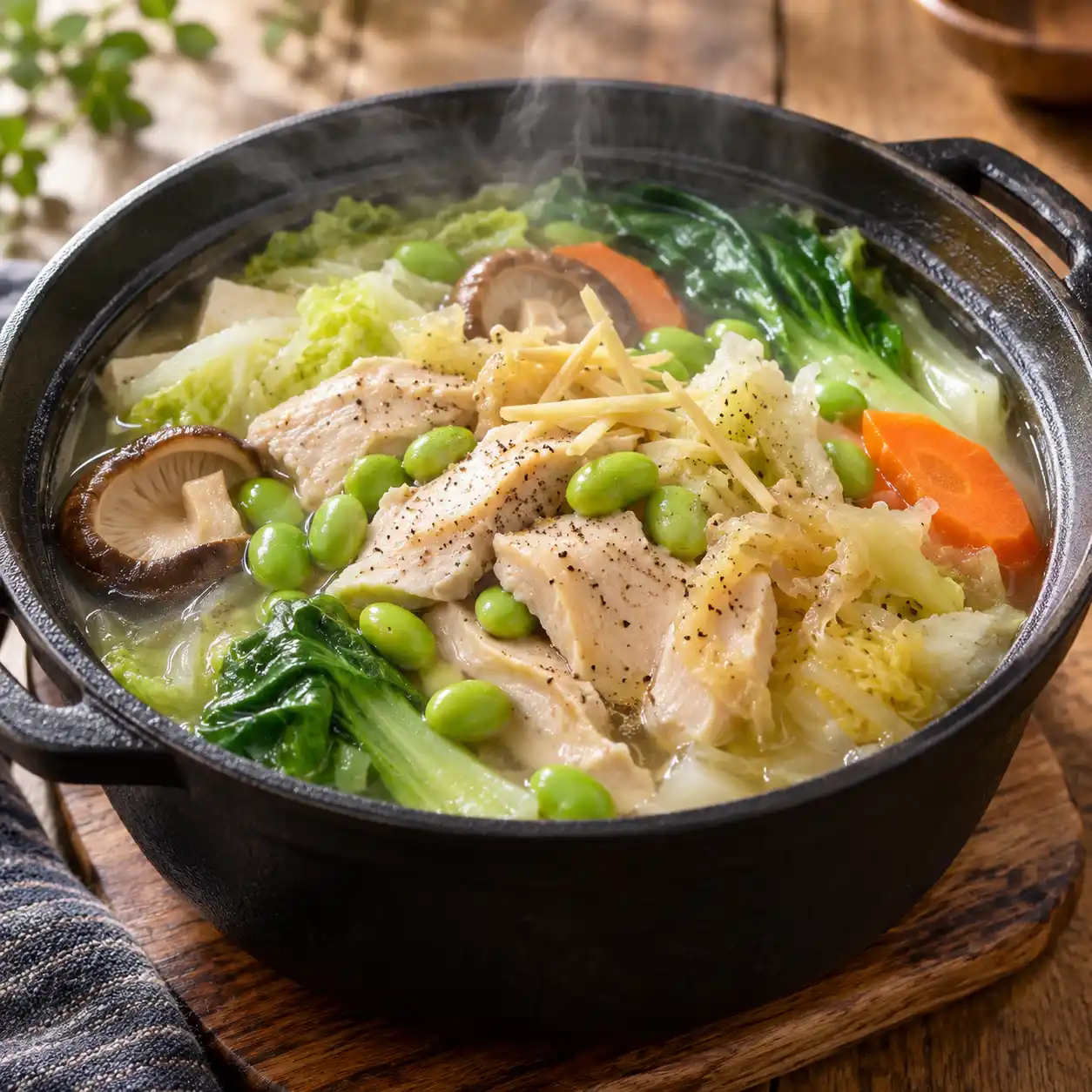 胡椒雞肉片毛豆鍋