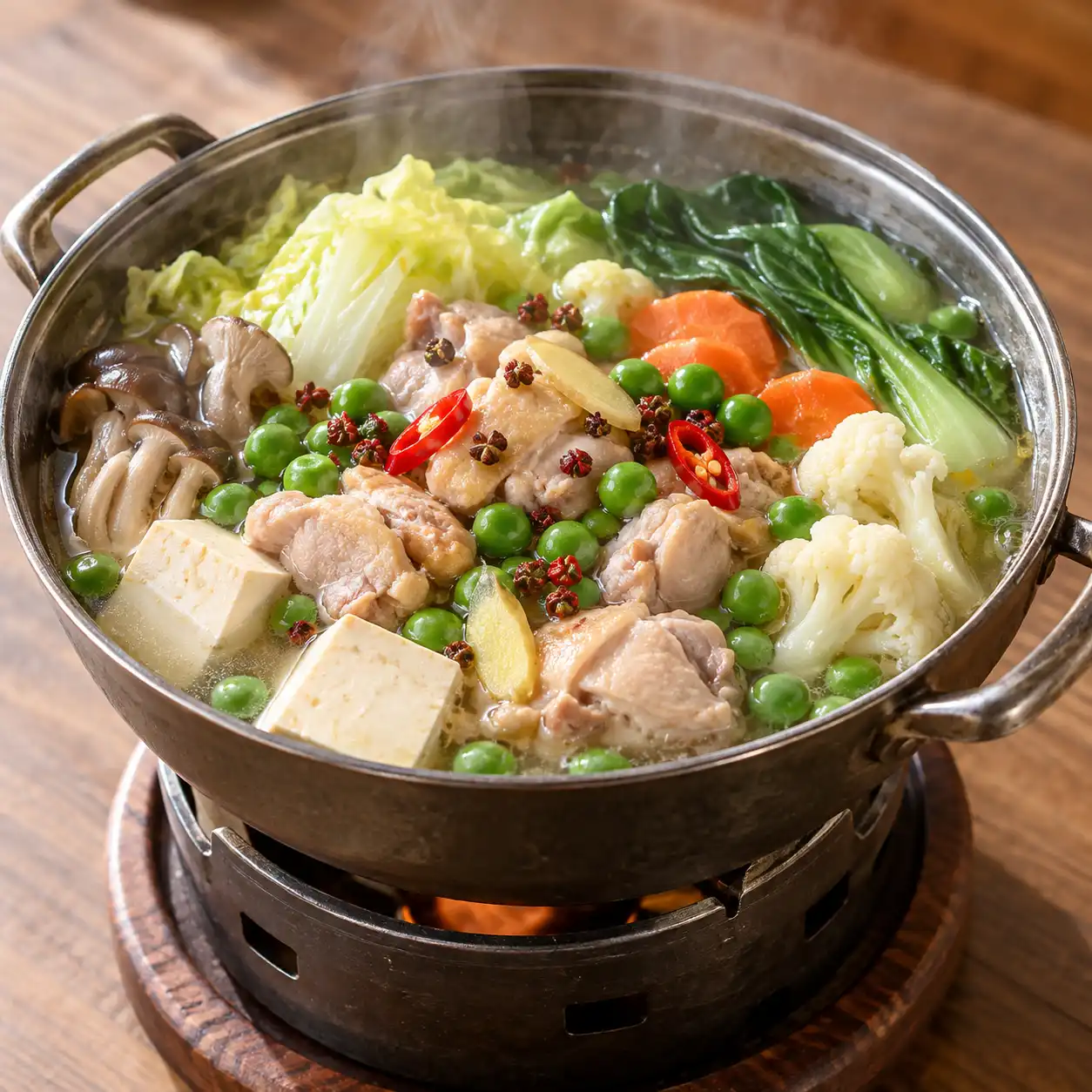 椒麻雞腿豌豆小火鍋