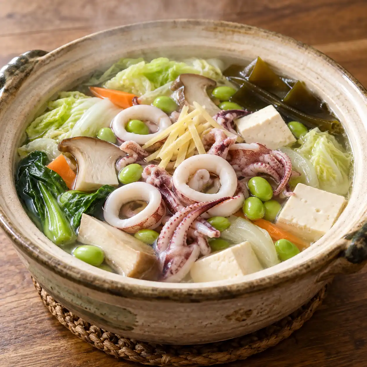 昆布小卷毛豆豆腐煲