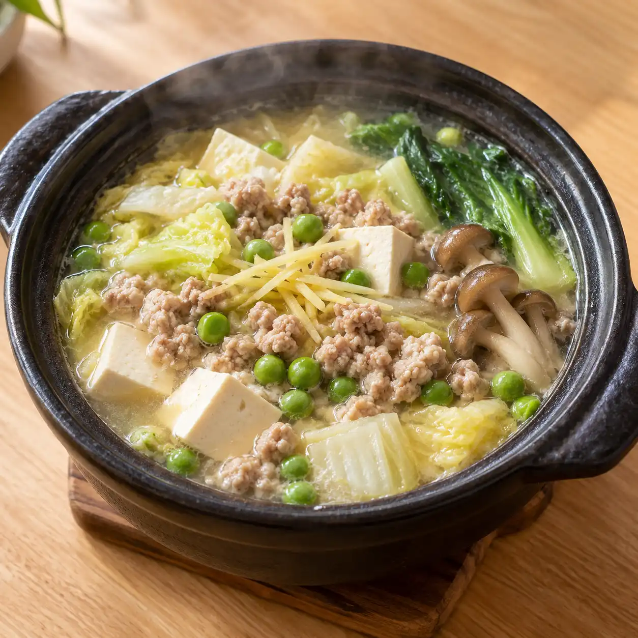 味噌瘦絞肉豌豆鍋