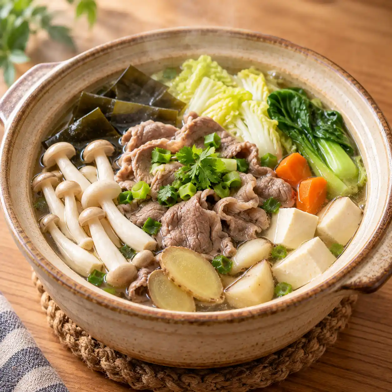 昆布羊肉片雪白菇小火鍋