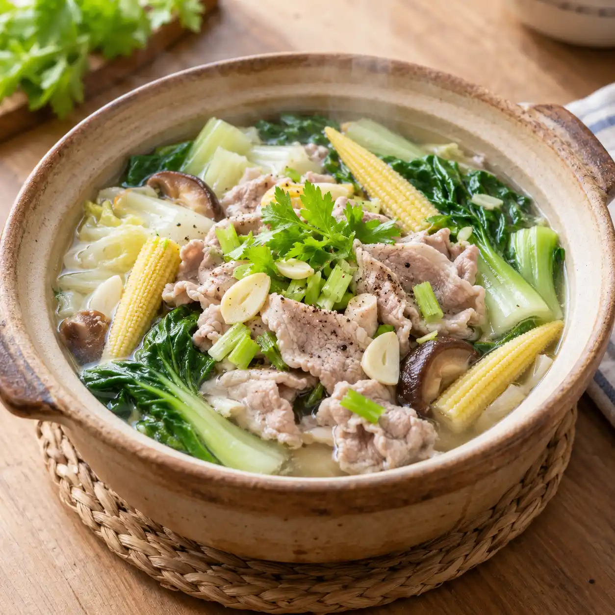 豬肉片玉米筍蔬菜煲