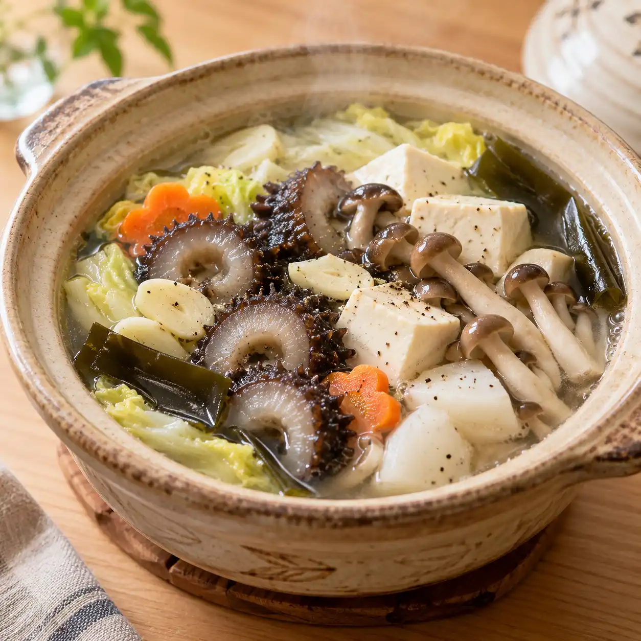 蒜海參山藥豆腐煲