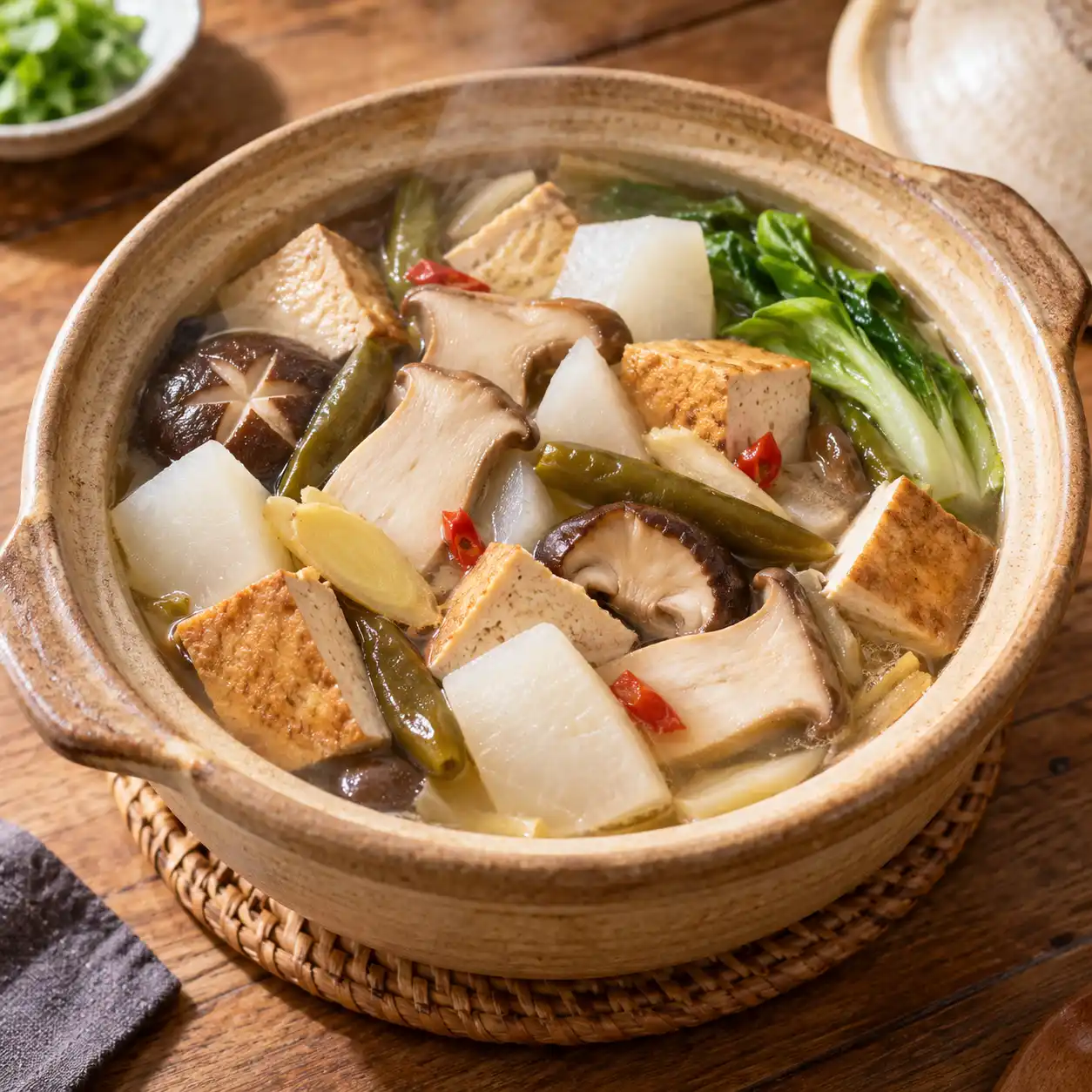 豆干杏鮑菇砂鍋