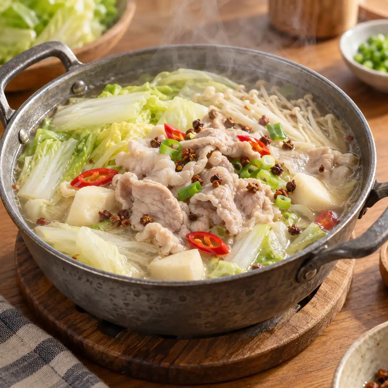 椒麻豬肉片大白菜小火鍋
