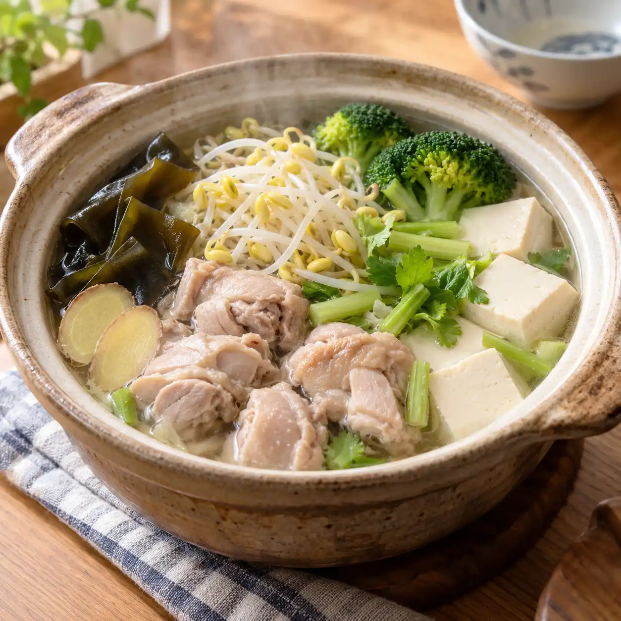 昆布雞腿黃豆芽豆腐煲