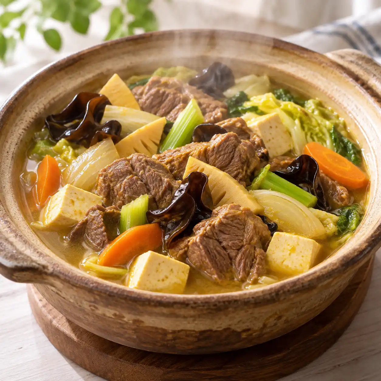 咖哩牛腱黑木耳豆腐煲