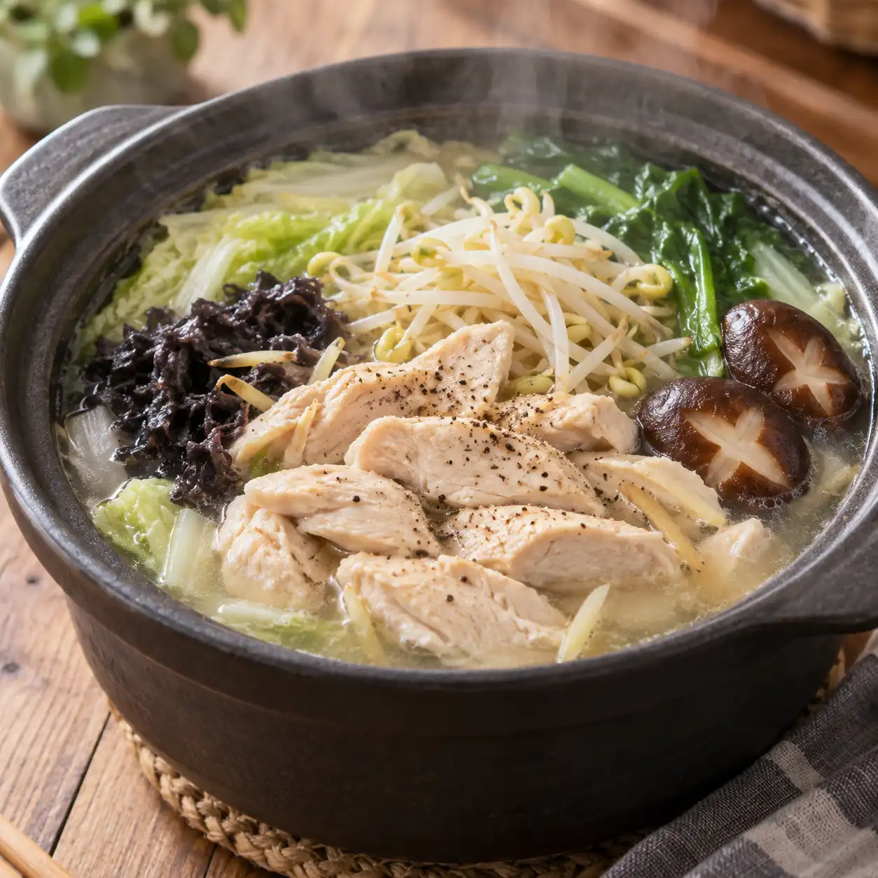 胡椒雞肉片黃豆芽鍋
