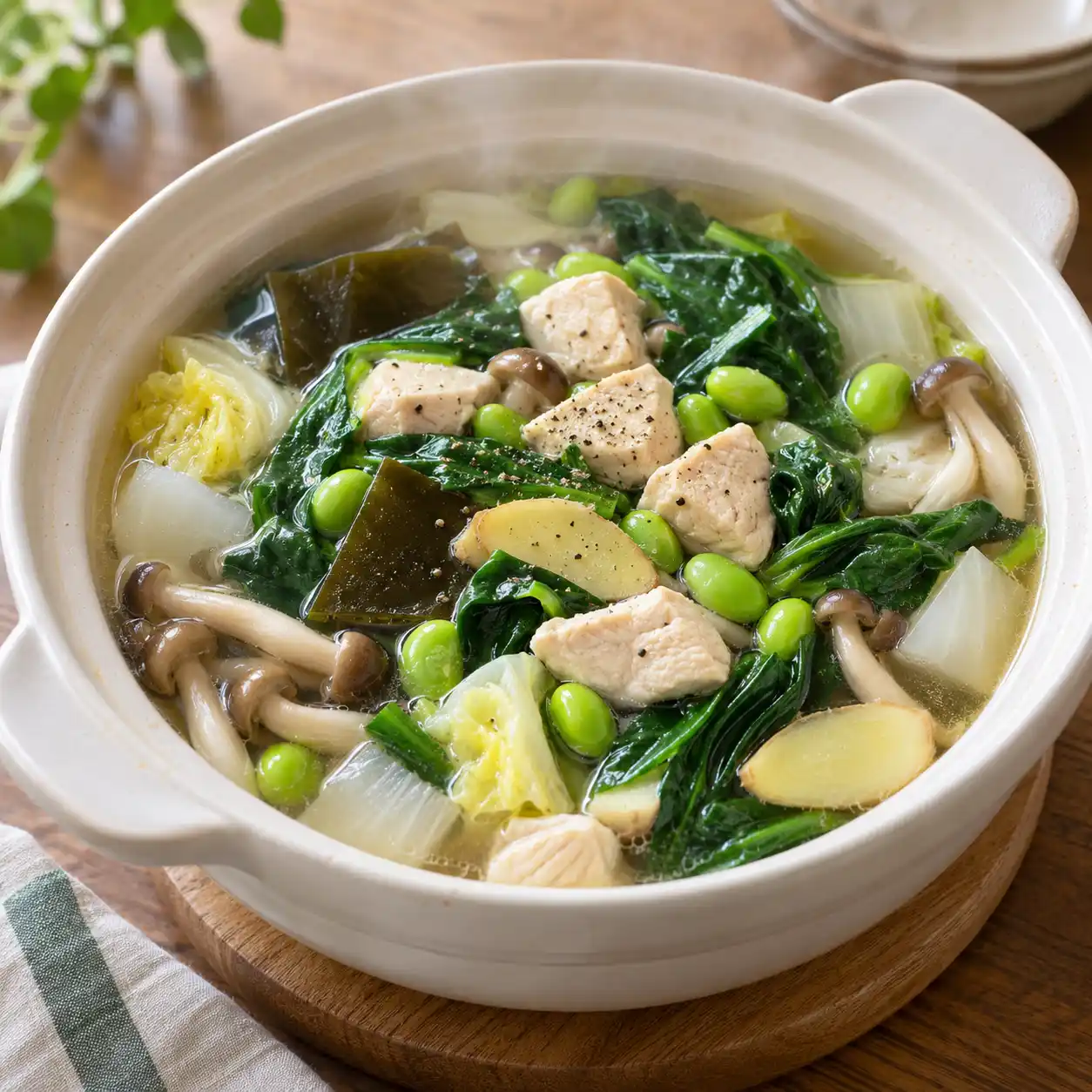 雞丁毛豆蔬菜煲