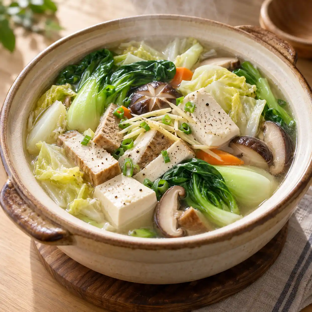 白胡椒豆干小白菜豆腐煲