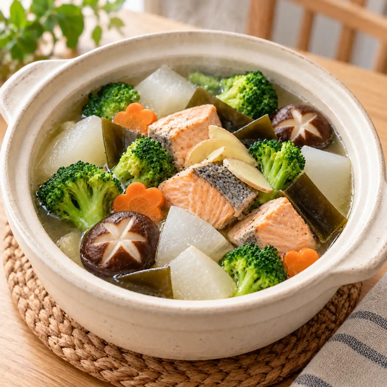 昆布鮭魚青花菜小火鍋