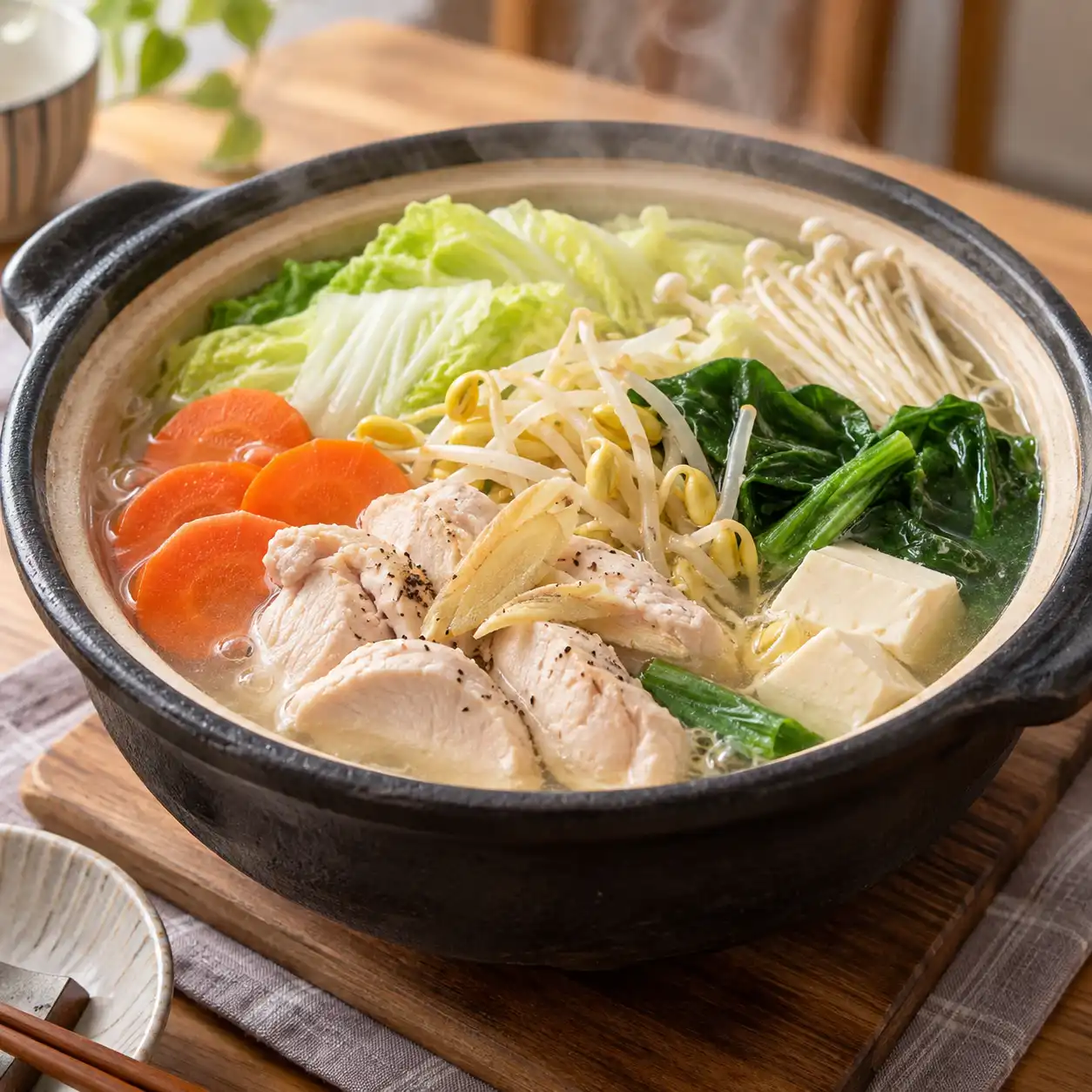 味噌雞肉片紅蘿蔔小火鍋