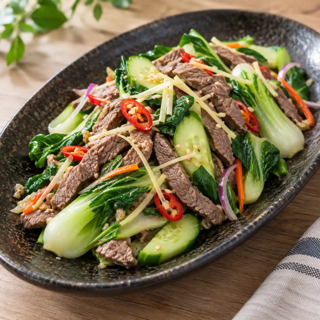 牛柳青江菜涼拌