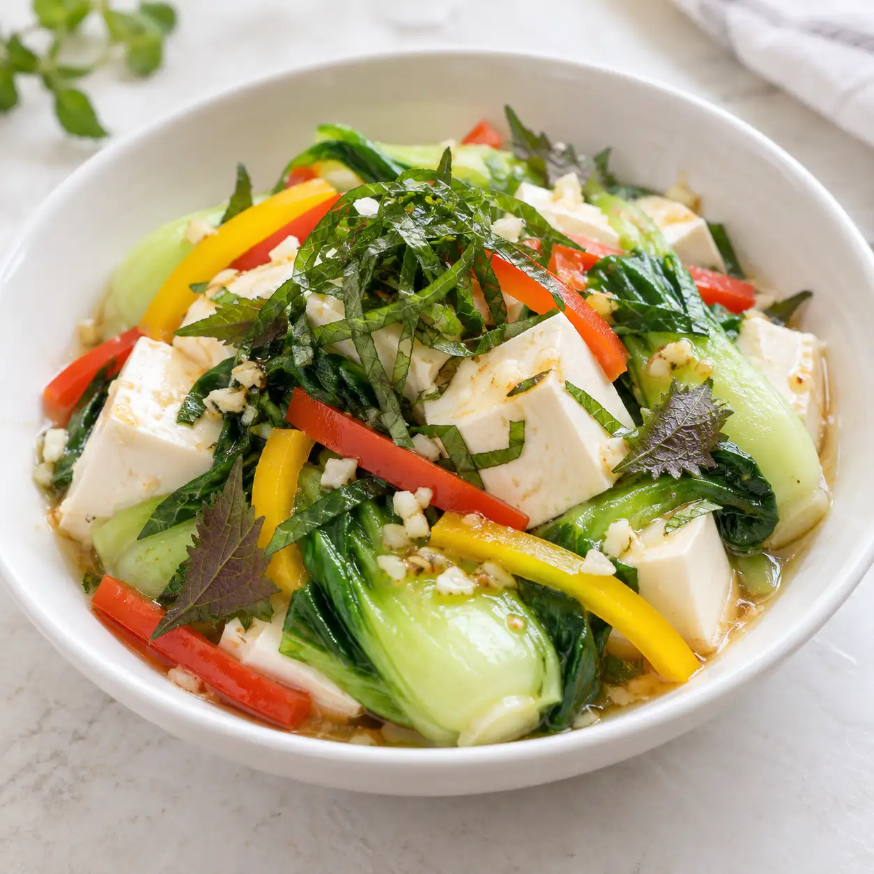 嫩豆腐青江菜醋漬