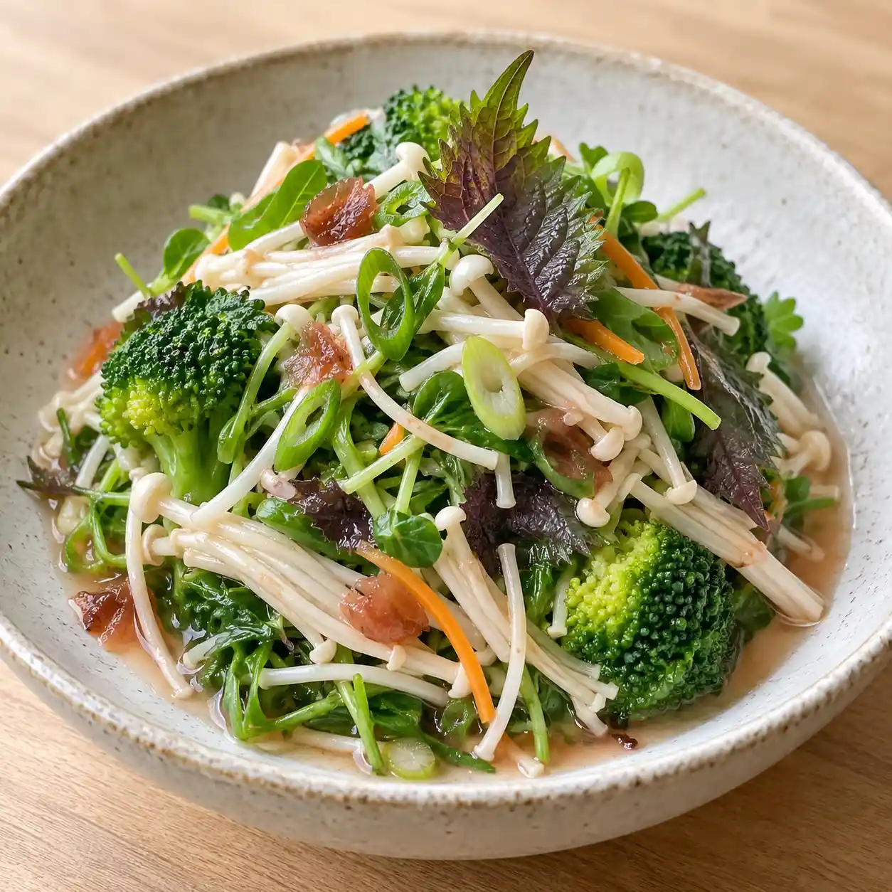 紫蘇梅醋金針菇豆苗冷拌
