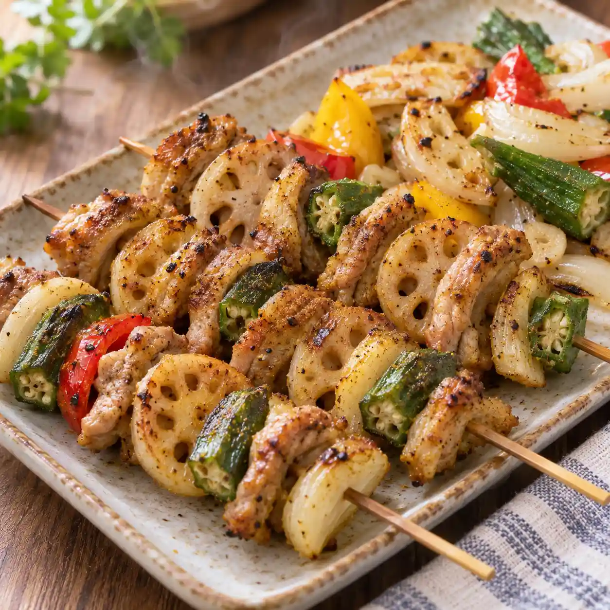 咖哩瘦肉絲蓮藕串烤